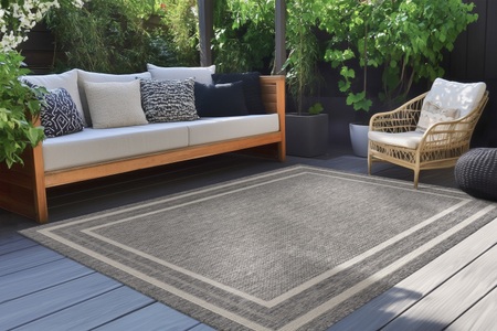 Kayoom, Kayoom Teppich "Nibru 325" rechteckig 5 mm Höhe Flachgewebe, In- und Outdoor geeignet, schnell trocknend