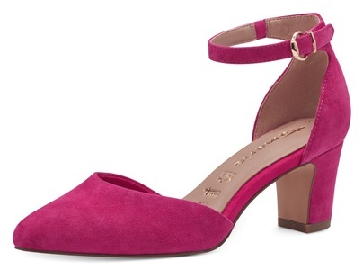TAMARIS, Tamaris Damen Pumps Pink, Tamaris Spangenpumps, Abendschuh, Festtagsschuh, Blockabsatz, mit Klettverschluss