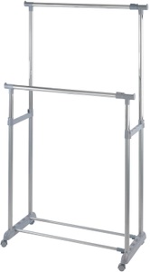 Wenko, Wenko - Kleiderständer Twin Bars, höhenverstellbar, 4 Rollen, WENKO Kleiderständer »Modell Twin Bars«, Garderobenständer mit 2 Stangen, höhenverstellbar, mit 4 Rollen