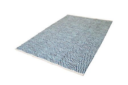 Kayoom, Wollteppich Carsten Kayoom Blau, Kayoom Teppich »Aperitif 410«, rechteckig, 7 mm Höhe, weiche Haptik,fusselarm, für Allergiker & Fussbodenheizung geeignet