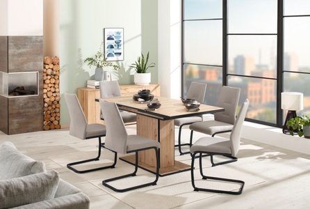 Hela, HELA Essgruppe »Ariana«, (Set, 7 tlg., 1 Tisch / 6 Stühle), ausziehbar 120 -160 cm, Stuhlbezug Ökotex zertifiziert, waterfree, HELA Essgruppe »Ariana«, (Set, 7 tlg., 1 Tisch / 6 Stühle), ausziehbar 120 -160 cm, Stuhlbezug Ökotex zertifiziert, waterfree