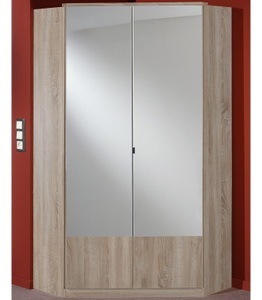 Wimex, home24 Eckschrank Rajmi (mit Spiegel), MID.YOU Eckschrank 95/198/95 cm , Imago , Eichefarben , Metall , 95x198x95 cm , Dekorfolie,Dekorfolie,Nachbildung,Nachbildung , Beimöbel erhältlich, In verschiedenen Grössen erhältlich , 001787054207