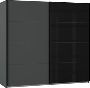 Wimex, Wimex - Kleiderschrank Ernesto - Grau und Schwarz, Carryhome Schwebetürenschrank in graphitfarben, schwarz , Ernesto -Top- , Metall , 2 Fächer , 225x210x65 cm , Dekorfolie,Dekorfolie,glänzend,Nachbildung,Nachbildung , Typenauswahl, umfangreiches Zubehör erhältlich, In verschiedenen Grössen erh?