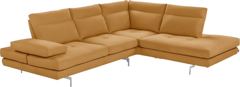 CALIA ITALIA, CALIA ITALIA Ecksofa »Toby Wing«, Sitztiefenverstellung, Eckelement mit Funktion, Füsse in Chrom glänzend, CALIA ITALIA Ecksofa »Toby Wing, L-Form, Multifunktionssofa, bequem und edel«, Sitztiefenverstellung und Armteilfunktion, Füsse chrom glänzend