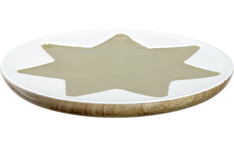 LEONARDO, Leonardo Servierplatte Candela Stern Ø 23 cm, Weiss/Gold, LEONARDO Servierplatte »Servierplatte Candela«