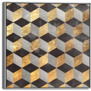 undefined, Leinwandbild »Würfel Abstrakt in Goldfarben - Leinwandbild«, 