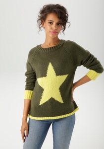 ANISTON CASUAL, Aniston CASUAL Strickpullover mit grossem Stern im Vorderteil