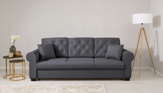HOME AFFAIRE, Home affaire 3-Sitzer »MORVILLE B/T/H: 240/90/94 cm, Liegefläche 195/141 cm«, Federkern-Polsterung, incl. Zierkissen, Incl. Bettkasten, Schlafsofa, Home affaire 3-Sitzer »MORVILLE B/T/H: 240/90/94 cm, Liegefläche 195/141 cm«, Federkern-Polsterung, incl. Zierkissen, Incl. Bettkasten, Schlafsofa