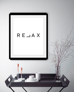 undefined, Bild »Relax«, queence Bild »Relax«, Schwarz-Weiss-Schriftzug-Motivationsbilder-Humor, HD Premium Poster-Druck inkl. Holzrahmen