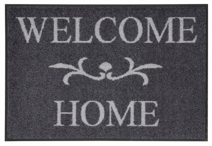 Wash & Dry, Wash & Dry Fußmatte waschbar Welcome Home anthrazit 50x75 cm 004752, wash+dry by Kleen-Tex Fussmatte »Welcome Home«, rechteckig, 7 mm Höhe, Schmutzfangmatte, mit Spruch, In- und Outdoor geeignet, waschbar