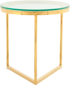 Kayoom, Kayoom Beistelltisch »Beistelltisch Wynona 225«, runde Glas-Tischplatte, Kayoom Beistelltisch »Wynona 225, in stilvollem Design,mit dreieckiger Grundform«, (1 St.), Glamouröses Design, hochwertige Verarbeitung, Hingucker-Gestell