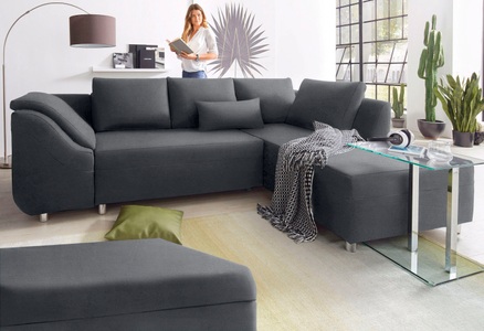 COLLECTION AB, COLLECTION AB Ecksofa, mit und ohne Bettfunktion, inklusive loser Rücken- und Zierkissen, COLLECTION AB Ecksofa Sally L-Form, mit und ohne Bettfunktion, inklusive loser Rücken- und Zierkissen