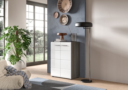 INOSIGN Kommode »Rumba, Breite 60cm, in Rauchsilberfarben Nachbildung/ Weiss Hochglanz«, Kommode, Sideboard, Schrank