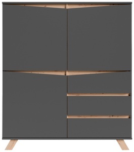 INOSIGN, INOSIGN Highboard »Valentin«, Breite 120 cm, Höhe 142 cm, in matt weiss, INOSIGN Highboard »Valentin«, 3 Schubkästen und 3 Türen, Breite 120cm in modernem Scandi - Design