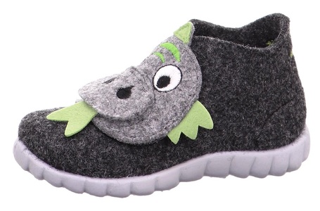 Superfit, Superfit Hausschuh »HAPPY«, mit hohem Schaft, Klett-Hausschuhe HAPPY ? DRACHE in schwarz
