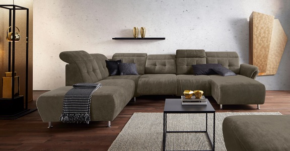 PLACES OF STYLE, Places of Style Wohnlandschaft »Manhattan«, 2 Sitze mit elektrischer Relaxfunktion, verstellbare Armlehnen, Places of Style Wohnlandschaft »Manhattan U-Form«, 2 Sitze mit elektrischer Relaxfunktion, verstellbare Armlehnen