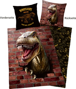 HERDING, HERDING Bettwäsche Dino 135 x 200 cm, Herding Young Collection Wendebettwäsche »Dino 3D«, mit tollem 3D Motiv