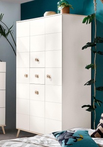 Wimex, Wimex Kleiderschrank »Billund«, mit Schubkästen, MID.YOU Drehtürenschrank in weiss, eichefarben , Billund , Holz, Holzwerkstoff , 4 Fächer , 1 Schubladen , 125x202x55 cm , Dekorfolie,Nachbildung , 001787029016