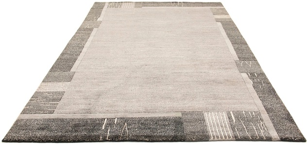 MorgenLand, morgenland Wollteppich »Nepal Teppich handgeknüpft anthrazit«, rechteckig, 18 mm Höhe, 