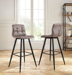 home24, home24 Barstuhl Nauvoo I (2er-Set), Homexperts Barhocker »Sarah«, (Set, 2er),Bezug in Microfaser Vintage oder Webstoff, mit Fussreling