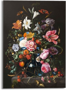 Reinders!, Reinders! Glasbild »Glasbild Stilleben mit Blumen Mauritshuis - Alte Meister - Berühmte Gemälde - Schmetterling«, Blumen, (1 St.), Reinders! Glasbild »Glasbild Stilleben mit Blumen Mauritshuis - Alte Meister«, Blumen, (1 St.)