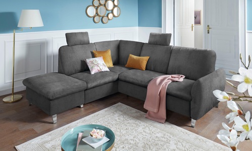 SIT&MORE, sit&more Ecksofa, sit&more Ecksofa »Daytona L-Form«, mit Federkern, zwei Kopfstützen und wahlweise mit Bettfunktion