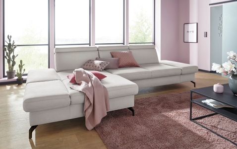 sit&more Ecksofa, Fusshöhe 12 cm, inklusive Sitztiefen-, Armteil- und Kopfteilverstellung