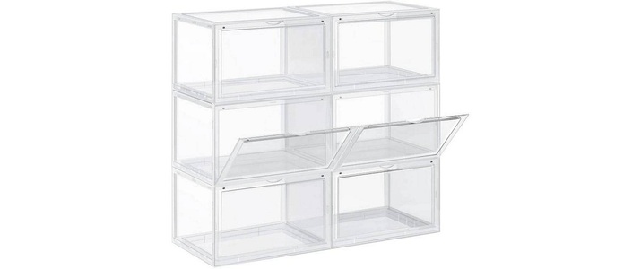 SONGMICS, Songmics - Schuhboxen, 6er Set, stapelbare Schuhorganizer für Schuhe bis Grösse 46, 36 x 28 x 22 cm, transparent LSP06CW, SONGMICS Schuhschrank »6-er Set Transparent«