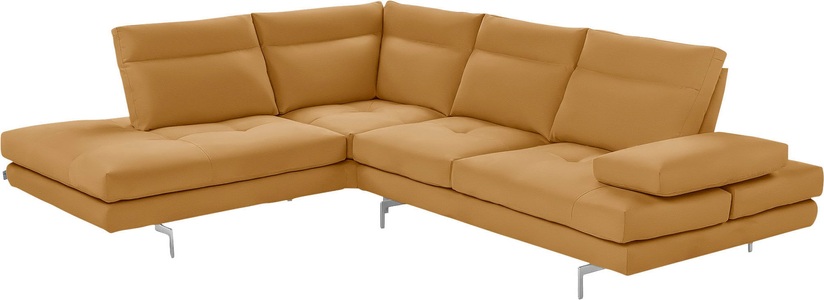CALIA ITALIA, CALIA ITALIA Ecksofa »Toby Wing«, Sitztiefenverstellung, Eckelement mit Funktion, Füsse in Chrom glänzend, CALIA ITALIA Ecksofa »Toby Wing, L-Form, Multifunktionssofa, bequem und edel«, Sitztiefenverstellung und Armteilfunktion, Füsse chrom glänzend
