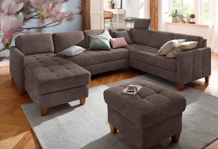 HOME AFFAIRE, Home affaire Wohnlandschaft »Earl«, wahlweise auch mit Bettfunktion oder Bettfunktion mit Bettkasten, Home affaire Wohnlandschaft »Earl U-Form«, wahlweise auch mit Bettfunktion oder Bettfunktion mit Bettkasten