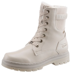 Tom Tailor, Stiefelette Damen Beige 41, TOM TAILOR Schnürboots, mit Logoprägung an der Ferse