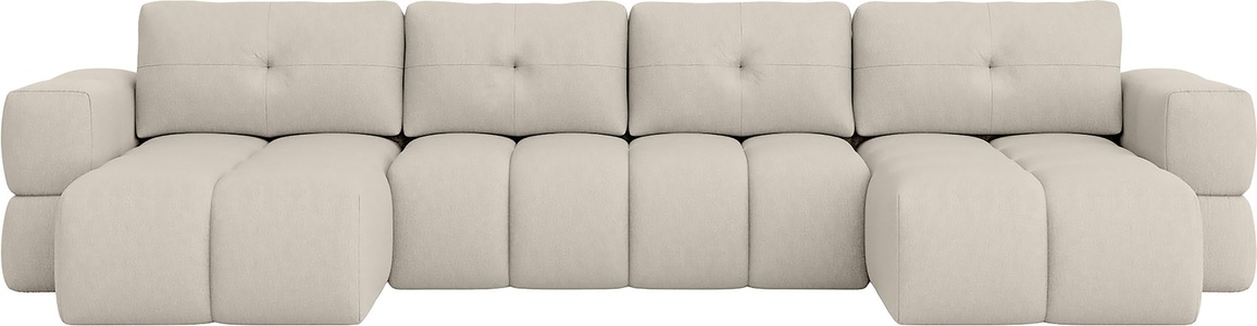 ANDAS, andas Wohnlandschaft »EJSTRUP lose Rückenkissen, XXL: B/T/H: 408/186/92 cm, auch in Bouclé«, verwandelbar zum Schlafsofa, Bettfunktion, aufwändige Steppung U-Form, andas Wohnlandschaft »EJSTRUP«, verwandelbar zum Schlafsofa, Bettfunktion, aufwändige Steppung U-Form