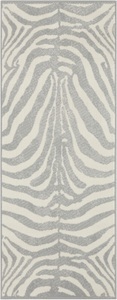 White Label, White Label - Design-Velourteppich - 80 x 250 cm - Hellgrau, my home Läufer »Rufus«, rechteckig, 8 mm Höhe, Kurzflorläufer, Zebra Look, gestreift, gekettelt, Robust, Pflegeleicht
