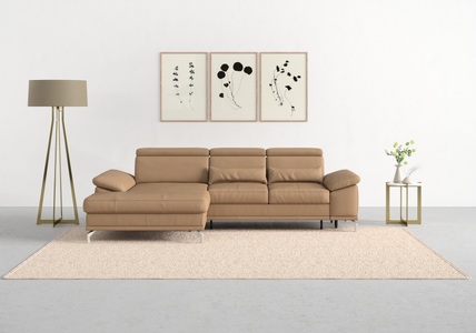 SIT&MORE, sit&more Ecksofa »Cabrio«, mit Sitztiefen- und Armteilverstellung sowie Federkern, 2 Nierenkissen
