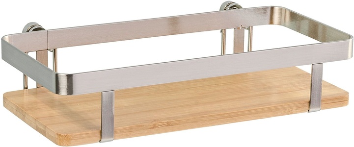 Wenko, Wenko - Turbo-Loc® Universalregal Premium, Küchen-Ablage, Küchenregal, WENKO Küchenregal »Turbo-Loc® Premium«, gebürsteter Flachstahl mit Bambusboden