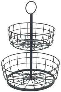 Wenko, WENKO Etagere, (1 tlg.), pulverbeschichtetes Eisen, 2-stöckig, WENKO Etagere »Multi-Korb-Etagère«, moderne Gemüse- und Obstschale mit Griff, 2-stöckiger Obstkorb