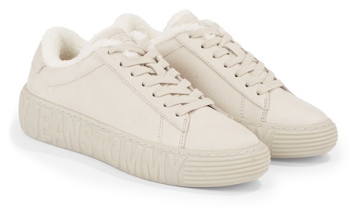 TOMMY JEANS, Tommy Jeans Plateausneaker »TOMMY JEANS NEW CUPSOLE LEAT WL«, mit Logo im Plateau, 