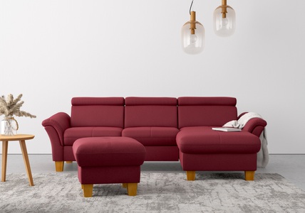 HOME AFFAIRE, Home affaire Ecksofa, wahlweise mit Bett mit klappbaren Rollen, Kasten und Kopfverstellung, Home affaire Ecksofa »Lindgren L-Form«, wahlweise mit Bett mit klappbaren Rollen, Kasten und Kopfverstellung