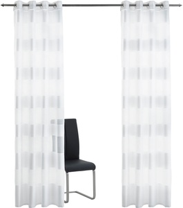 DECOLIFE, decolife Gardine »Alia«, (1 St.), weisse transparent-dichte Blocksteifen, decolife Gardine »Alia«, (1 St.), weisse transparent-dichte Blocksteifen