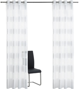 DECOLIFE, decolife Gardine »Alia«, (1 St.), weisse transparent-dichte Blocksteifen, decolife Gardine »Alia«, (1 St.), weisse transparent-dichte Blocksteifen