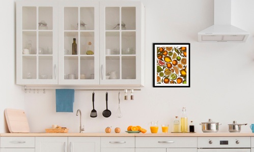 QUEENCE, queence Bild »Farah«, (1 St.), gerahmt, queence Bild »Farah«, Obst-Obst Bilder-Essen-Lebensmittel-Kunst, (1 St.), HD Premium Poster-Druck inkl. Holzrahmen