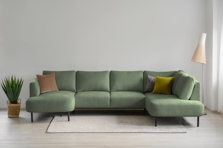 PLACES OF STYLE, Places of Style Wohnlandschaft »Cesola, U-Form, XXL«, in weichem Chenille-Stoff, Breite 327 cm, mit schwarzen Metallfüssen, Places of Style Wohnlandschaft »Cesola«, in weichem Chenille-Stoff, Breite 327 cm, mit schwarzen Metallfüssen