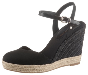 Tommy Hilfiger, Sandalen 'EMMA 16D', Tommy Hilfiger Sandalette »BASIC CLOSED TOE HIGH WEDGE«, mit bezogenem Keilabsatz