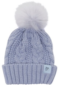 HIGHLIGHT COMPANY, Highlight Company Strickmütze, Fellimitat-Bommel, Zopfmuster, 