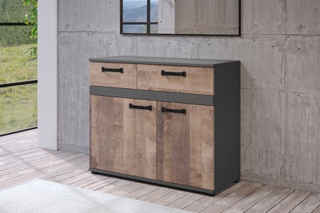 Trendteam, trendteam Kommode »Stripe«, Breite 100 cm, trendteam Kommode »Stripe«, Rustikales Sideboard mit 2 Schubladen - (B/T/H) 100/41/83 cm
