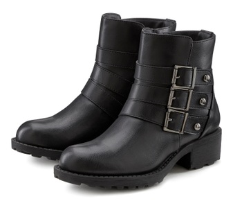 Lascana, LASCANA Stiefelette, Winterstiefel mit robuster Sohle und modischen Zierschnallen vegan, 