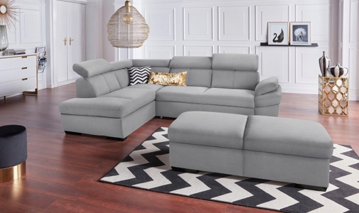 exxpo - sofa fashion, exxpo - sofa fashion Ecksofa, inklusive Kopfteil- und Armteilverstellung, wahlweise mit Bettfunktion, exxpo - sofa fashion Ecksofa »Salerno, klassisch modernes Funktionssofa, hoher Sitzkomfort, L-Form« inkl. Kopf- und Armteilverstellung, wahlweise mit Bettfunktion