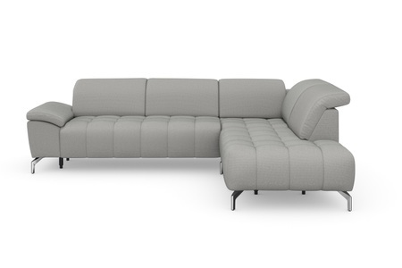 sit&more Ecksofa »Cool«, wahlweise mit Kopfteilverstellung und Vorziehsitz, motorisch,mit silberfarbenen Füssen