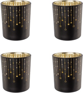 Creativ Deco, Creativ deco Teelichthalter »Weihnachtsdeko«, (4 St.), mit goldfarbener Innenseite, Creativ deco Teelichthalter »Weihnachtsdeko«, (4 St.), mit goldfarbener Innenseite