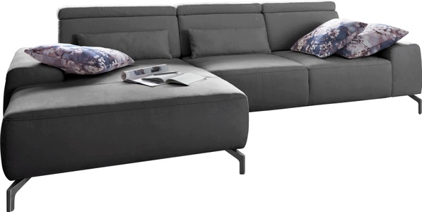 sit&more Ecksofa, Fusshöhe 15 cm, inklusive Sitztiefenverstellung und Kopfteilverstellung, wahlweise in 2 unterschiedlichen Fussfarben